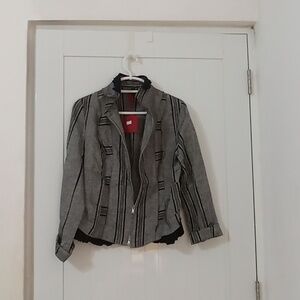 INIZIO From Italy Women's Gray & Black Linen & Cotton Jacket